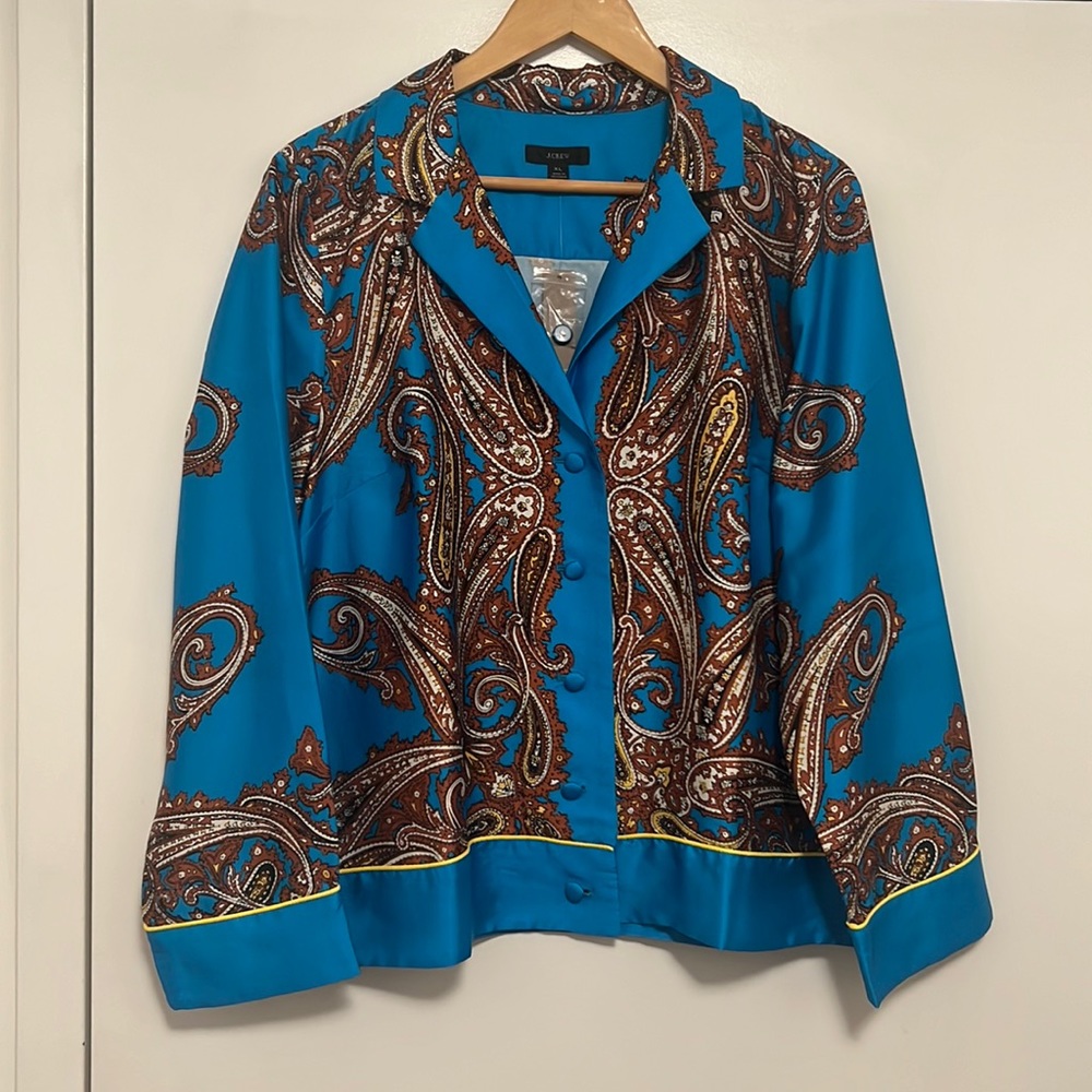 J. Crew Paisley Satin Blouse